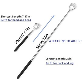 LALOCAPEYO 3 Pcs Back Scratcher Bear Claw Extendable Metal Portable Telescopic Backscratchers with Rubber Handled Back Scratcher