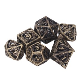 7pcs Copper Dice Set Polyhedral Hollow Clear Number Balancing Table Board Game Dice for Role Playing