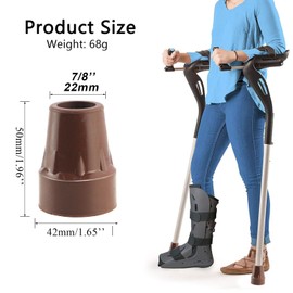 Z&Q LABOR 7/8” Crutch Feet Cap Upgrade Heavy Duty Rubber Accessories Replacement Cane Tips for Seniors Walking Stick,Hiking Stick,Safety Canes,Crutches Feet Accessories(8 Pack,Brown)