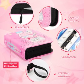 Small 1 Pocket Card Binder for Cards,Mini Trading Card Binder Holder Fits 80 Cards with 40 Removable Sleeves,Card Collection Binder Album Book Case for TCG,MTG,Sports Games (Bottle Cat)