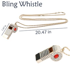 QUJIFETU Whistle,Rhinestone Sports Whistle with Keychain for Coach/Referee/Training/Lifeguard/Teachers,Includes Gift Packaging(Gold-Red)