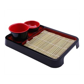 OSALADI Japanese Soba Noodle Plates Sushi Plate Set Cold Noodle Plate With Dipping Cup Sushi Serving Tray For Kitchen Restaurant