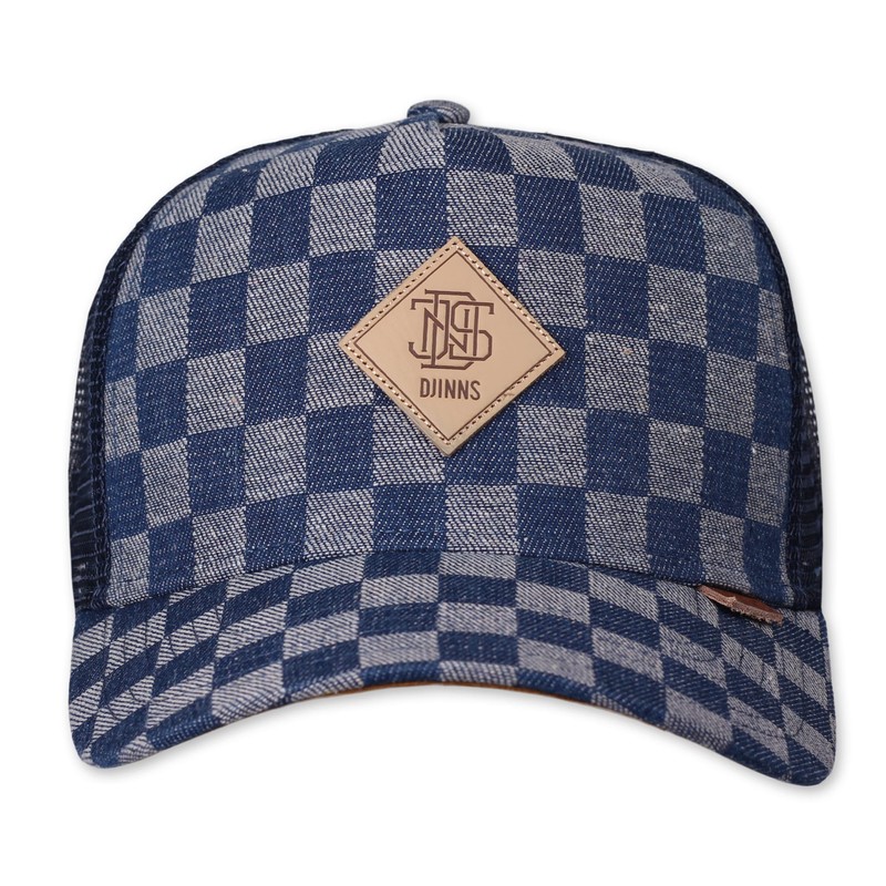 Djinns - Denim Check Trucker Cap Mesh Cap Hat Cap
