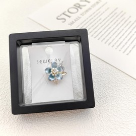 HUACAI Diary Elegant Floral Brooch for Women - Pearl Cubic Zirconia Pin for Dresses, Coats, Bags - Fashion Jewellery Gift for Birthday, Party - Dress Bouquet Accessories (Gardenia-Blue)