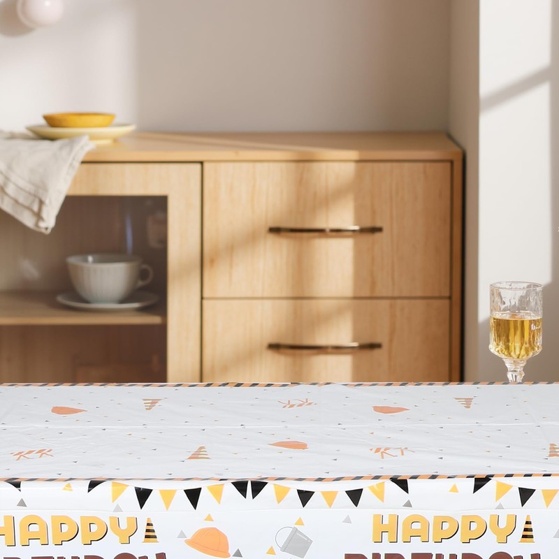 Alipis Engaging Construction Vehicle Tablecloth Waterproof Plastic Decor for Party