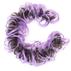 IMISSU Large Size Hairpiece Curly Messy Hair Bun Wrap Scrunchies Elastic Hair Band Donut Updo Chignon Hair Extension Piece for Women Girl (Brown Light Purple)