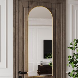 Protylctaster Full Length Mirror Door Hanging,Over The Door Mirror,19"x51"Door Mirror Full Length,Behind Door Mirror,Wall Mirror(Gold)