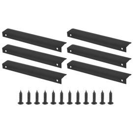 PATIKIL Mount Finger Edge Pull, 6 Pack 200mm/7.87" Aluminum Alloy Concealed Handle Cabinet Edge Pulls with Screws for Home Kitchen Furniture Door Drawer, Black