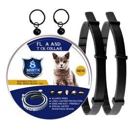 DOINEUFL 2 Pack Collar for Cats, Cat Collar to Prevent Infections, 15in Safe Waterproof Adjustable Cat Collars with Bell, Age over 7 Weeks, Contains Natural Essential Oils (Black)