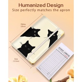 Slohif Server Book for Waitress Cute Serving Books with Zipper Pocket Accessories Leather Server Check Book Restaurant Waiter Server Booklet Organizer Ticket Book Holder Cat