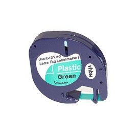 vhbw Schriftband-Kassette Ersatz für Dymo S0721610, 91204 für Etiketten-Drucker 4m x 12mm Schwarz auf Grün