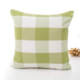 YunJeude Cushion Cover 17.7 x 17.7 inches (45 x 45 cm), Plaid, Cute, Double-Sided, Soft, Nordic, Cute, Stylish, Checkered Pattern, Geometric Pattern, Decorative Pillow Cover, Sofa Back, Zabuton Cover,