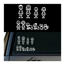 Adunsiaoto Car Sticker Family Car Sticker Children Waterproof Unique Family Car Sticker Happy Family Car Sticker Cartoon with Animals Family Car Sticker (White)