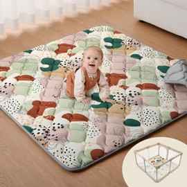 Blissful Diary Baby Play Mats for Floor, 47x47 Inch Playpen Mat, Thicken Padding Foam Playmate for Babies and Toddlers Infants, Modern Abstract
