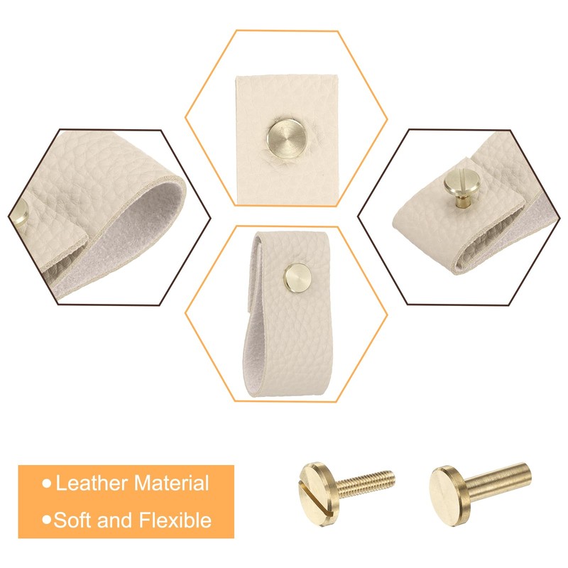 sourcing map 4 Pack Leather Drawer Pulls Leather Dresser Pull