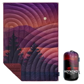 hotkoko Camping Blanket,Lightweight Down Alternative Puffy Printed Camping Blanket Packable Outdoor Blanket for Camping,Traveling, Stadium, Hiking, Picnics