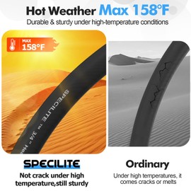 SPECILITE 3/4" Hot/Cold Garden Hose 50 ft with Industrial High Pressure Nozzle, Flexible & Lightweight, 600psi Burst Rubber Water hose -50℉-158℉ With 3/4" Brass Fittings for Yard, Black