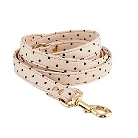 Santa Barbara Design Studio Faux Saffiano Leather Pet Leash, 72" L, Blush Pink Polka Dot