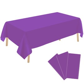 YSYJ 3 Pack Purple Plastic Tablecloth Disposable Rectangular Table Cloth 54 x 108 Inch Table Cover for Parties
