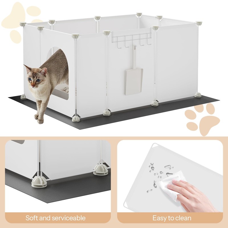 HOOBRO Cat Litter Box Enclosure with Large Oxford Mat, Extra