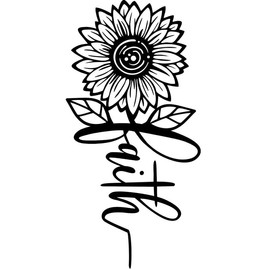 Faith Sunflower Stem Writing MKR Decal Vinyl Sticker |Cars Trucks Laptop| Black | 5.5 x 3.0 in|MKR2372