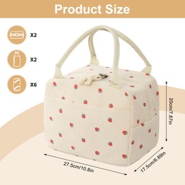 GOSHIES 9L Lunch Bag, Cool Bag, Lunch Bag, Reusable Lunch Bag, Mini Cool Bag, Portable for Adults, Work, School, Picnic, Beach, White
