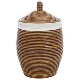 SAFAVIEH Home Collection Mikkel White & Honey Brown Wash Rattan Laundry Basket (Fully Assembled)