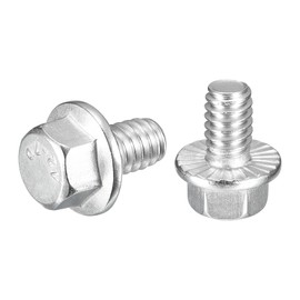 sourcing map 15Pcs 1/4-20 x 3/8" Flanged Hex Head Bolts, 304 Stainless Steel Flange Hexagon Screws, Flange Hex Drive Screws 5.8 Grade for Machinery Industry Home Appliances, Silver