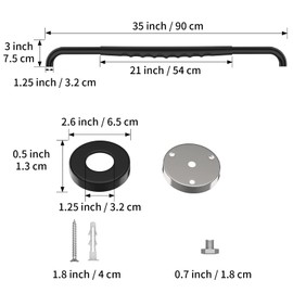 36 Inch Shower Grab Bar w/Anti Slip Rubber Grip, Munzong Black Stainless Steel Bathroom Grab Bar, Bathroom Balance Bar,Safety Handrail Support,Handicap Injury Elderly Senior Assist Bath Handle