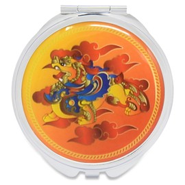 Feng Shui Abundance Pill Boxes with Pi Yao/Pi Xiu Exorcism and Wealth Protection Portable Mirror Amulet (Yellow(Pi Yao))