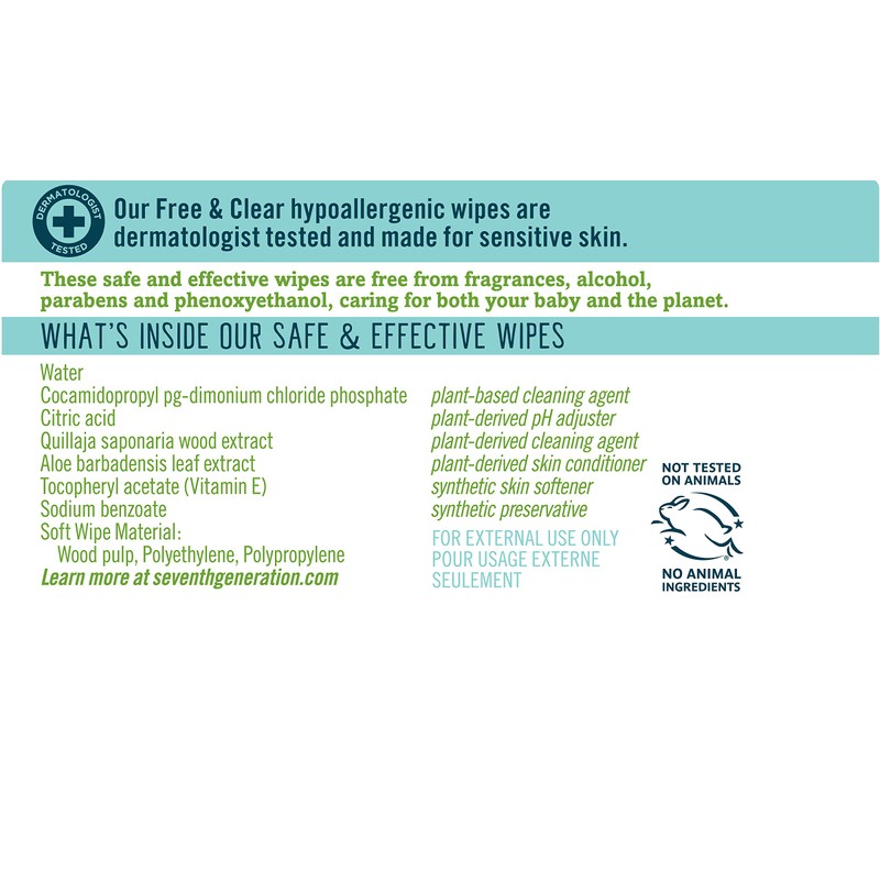 Seventh Generation Baby Wipes, Free & Clear with Flip Top