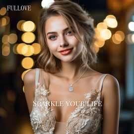Fullove InfinityLove Heart Necklaces for Women, 3 Carats Moissanite,Silver Pendant Jewelry, Anniversary Birthday Gifts for Wife, Girlfriend, Daughter,Mom