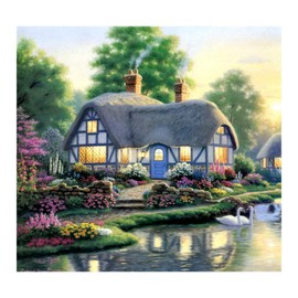 Landscape Diamond Painting Kits for Adults: Country Diamond Painting Cottage DIY 5d Diamond Painting Kit Full Drill Landscape Adults' Paint-by-Number Kits Diamond Art Pictures 12 x 12 Inch