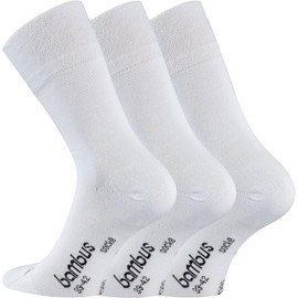 TippTexx 24 6 Pairs Unisex Bamboo Socks Odour Killer with Anti-Hole Guarantee, White