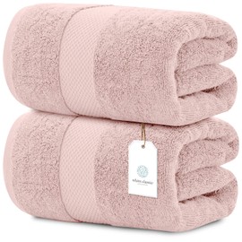 White Classic Luxury Bath Sheet Towels Extra Large | Highly Absorbent Hotel spa Collection Bathroom Towel | 35x70 Inch | 2 Pack (Pink)