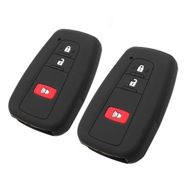 EYANBIS Silicone Key Fob Cover Fit for Toyota 4Runner C-HR Corolla RAV4 Highlander Prius Prime C V AWD-e Smart 3 Buttons Key Fob | Car Accessories | Remote Key Protection Case - Black & Black