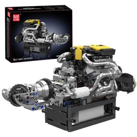 Mould King 10207 V8 Mini Engine Build Kit, Engine Model Kits for Adults, Build Your Own MOC Mini V8 Engine Model Toy for Display, 761 PCS