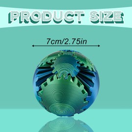 Tabanzhe Gear Sphere Ball -3D Printed Gear Sphere Fidget Sensory Turning Cube Gearsphere Stress Anxiety Relief Whirling Wonder Gear Ball for Adults Kids Office and Home