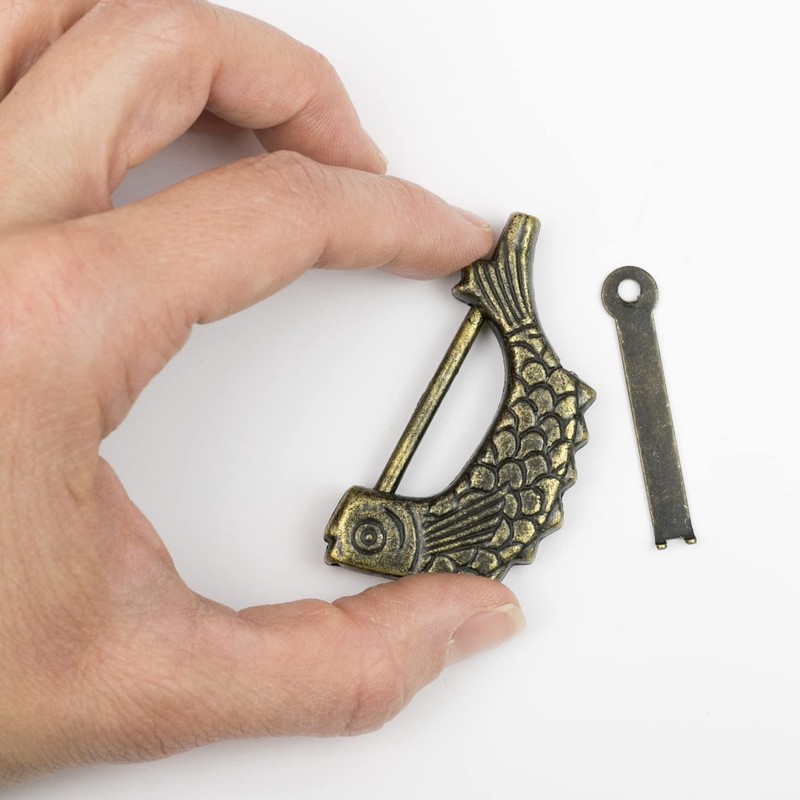 HMF Antique Chinese Decorative Padlock | Fish | 6 x