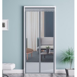 Qrity Magnetic Fly Screen Door 85 x 210cm, Mosquito Screen, Mesh Curtain, Fully Self Seal Automatically, Bug Mesh Curtain for Patio Front Back Door