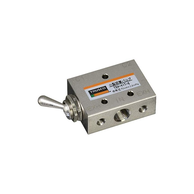TRUSCO TSV41T6 4-Way Small Switching Valve, 5 Ports, 1/8, Toggle