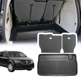YEBOOCA Cargo Liner Compatible with 2008-2020 Dodge Grand Caravan / 2008-2016 Chrysler Town & Country Trunk Mat Cargo Mat Back Seat Cover Protector(Backrest Mats+Trunk Mat)