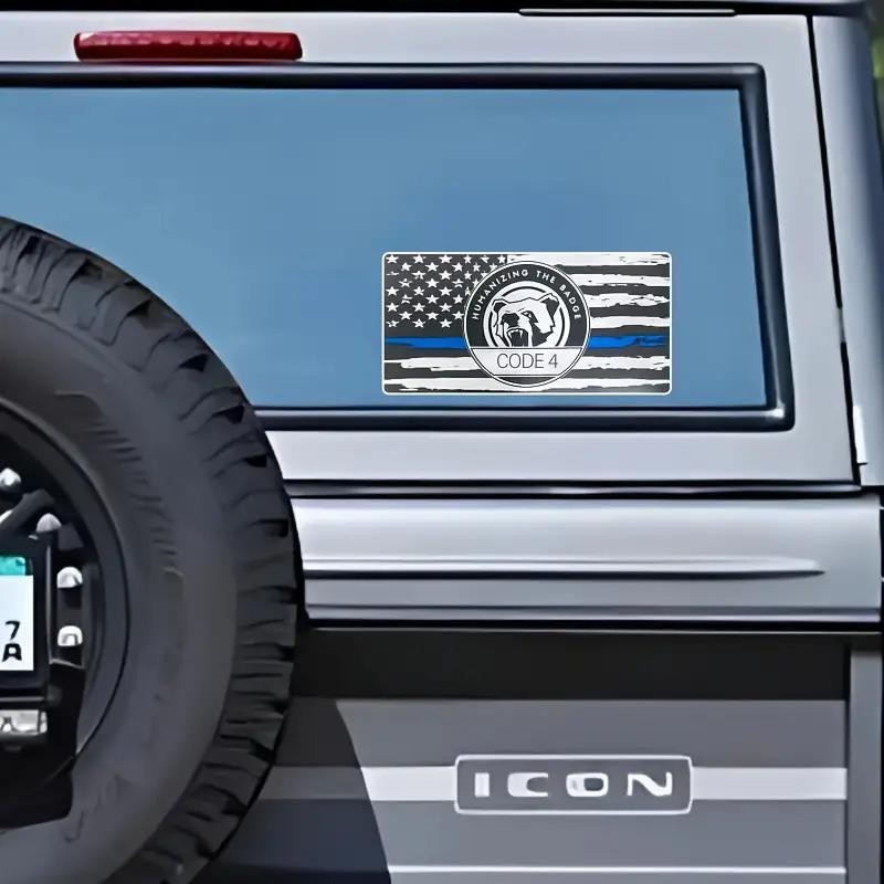 Bumper Sticker, Thin Blue Line American Flag, Code 4, Car,