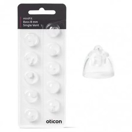 Minifit Bass Single Vent 8mm (Medium) Domes,Hearing aid Domes, for Oticon Bernafon Sonic Philips MiniRite Hearing Aids Supplies (1 pack/10 Domes Total) Genuine OEM for Oticon