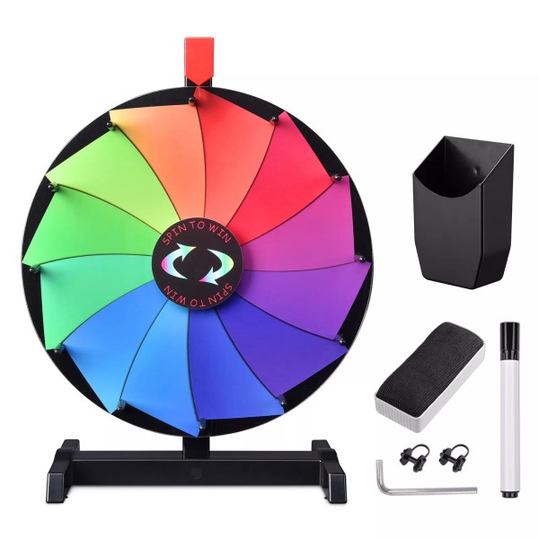 WinSpin 15" Tabletop Color Prize Wheel 12 Slots Editable Fortune