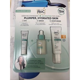 RoC Hydrate Plump Hyaluronic Serum + Moisturizer SPF 30 +Eye Cream Bundle Pack