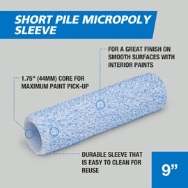 Harris Trade Short Pile Micropoly Roller Sleeve 9"