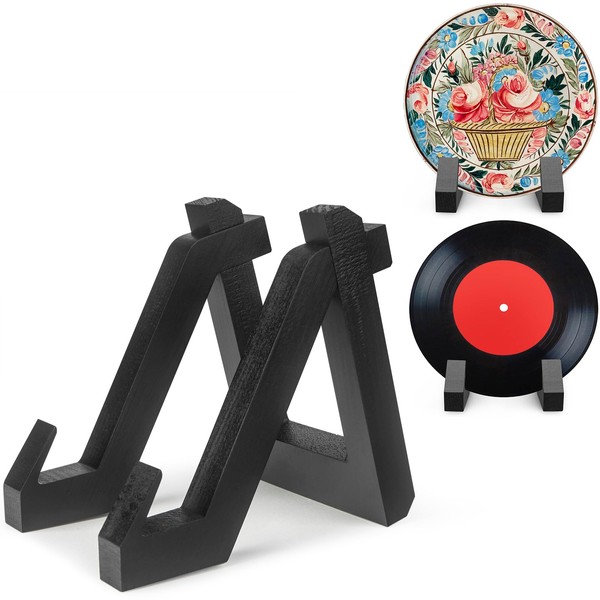 Country Rustic Plate Display Stand, Wooden Cookbook Holder Stand 6-Inch