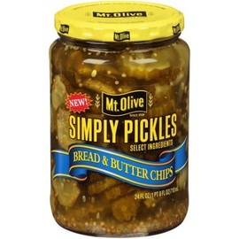 MT OLIVE SIMPLY PICKLES BREAD & BUTTER CHIPS 24 OZ