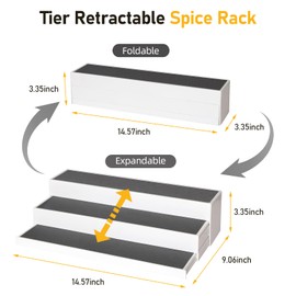 ideamake Spice Rack Organizer, Non-Skid 3-Tier Expandable Spice Rack For Cabinet, Tiered Spice Shelf, Kitchen Organizers and Storage, Seasoning Organizer, Pantry Organization, Bathroom, Countertop